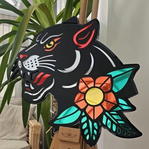 Panther Wall Art | Old School Traditional Tattoo Flash | Americana | Black Panther | Leopard | Mirror