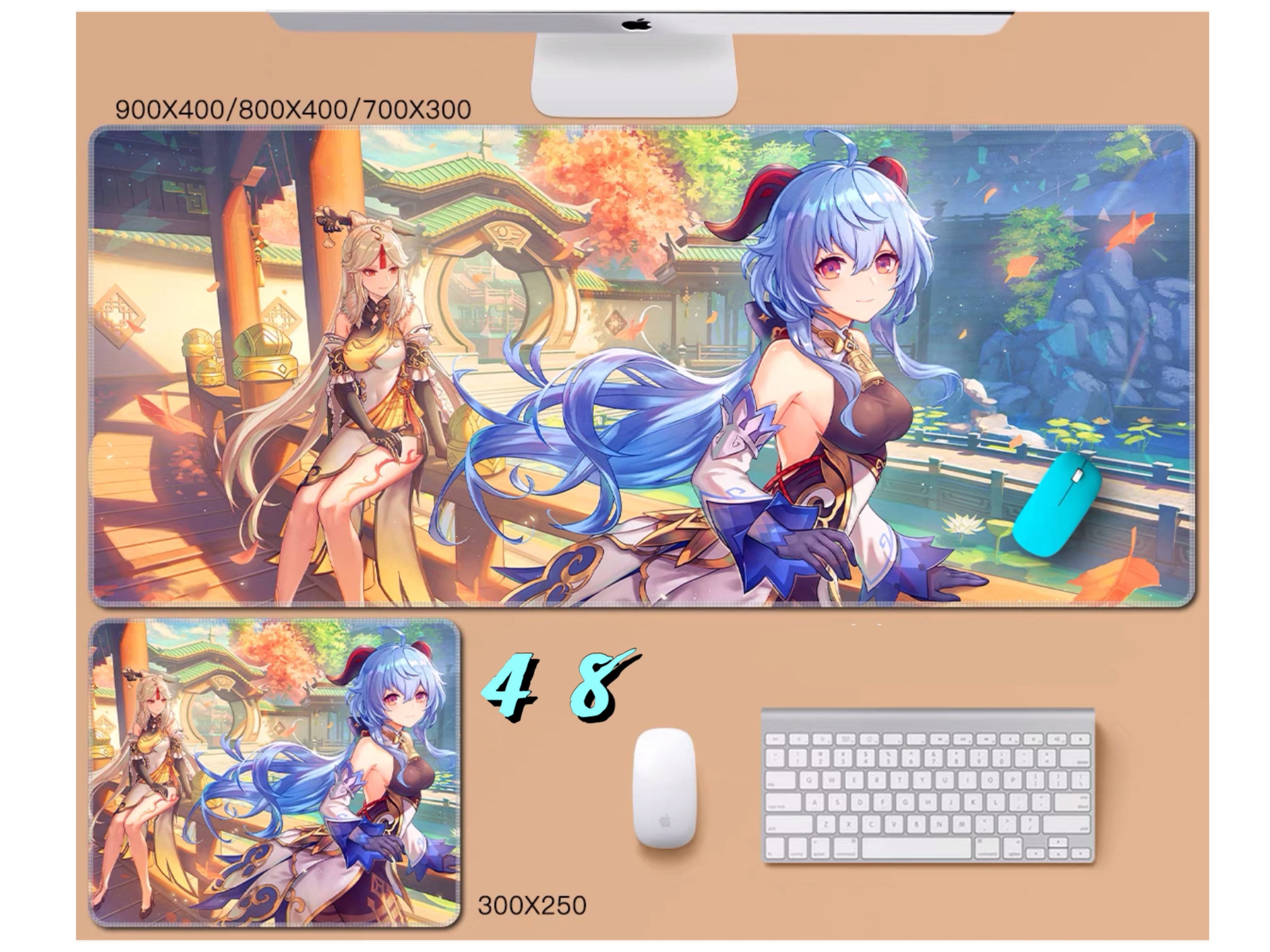 Genshin Impact desk pad- non slip PU leather mouse pad