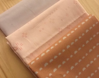 3 Piece Fabric Bundle - Pink and Purple Fabric Bundle- Boho Fabric Bundle - Fabric Stash Builder - Cotton Fabric Bundle