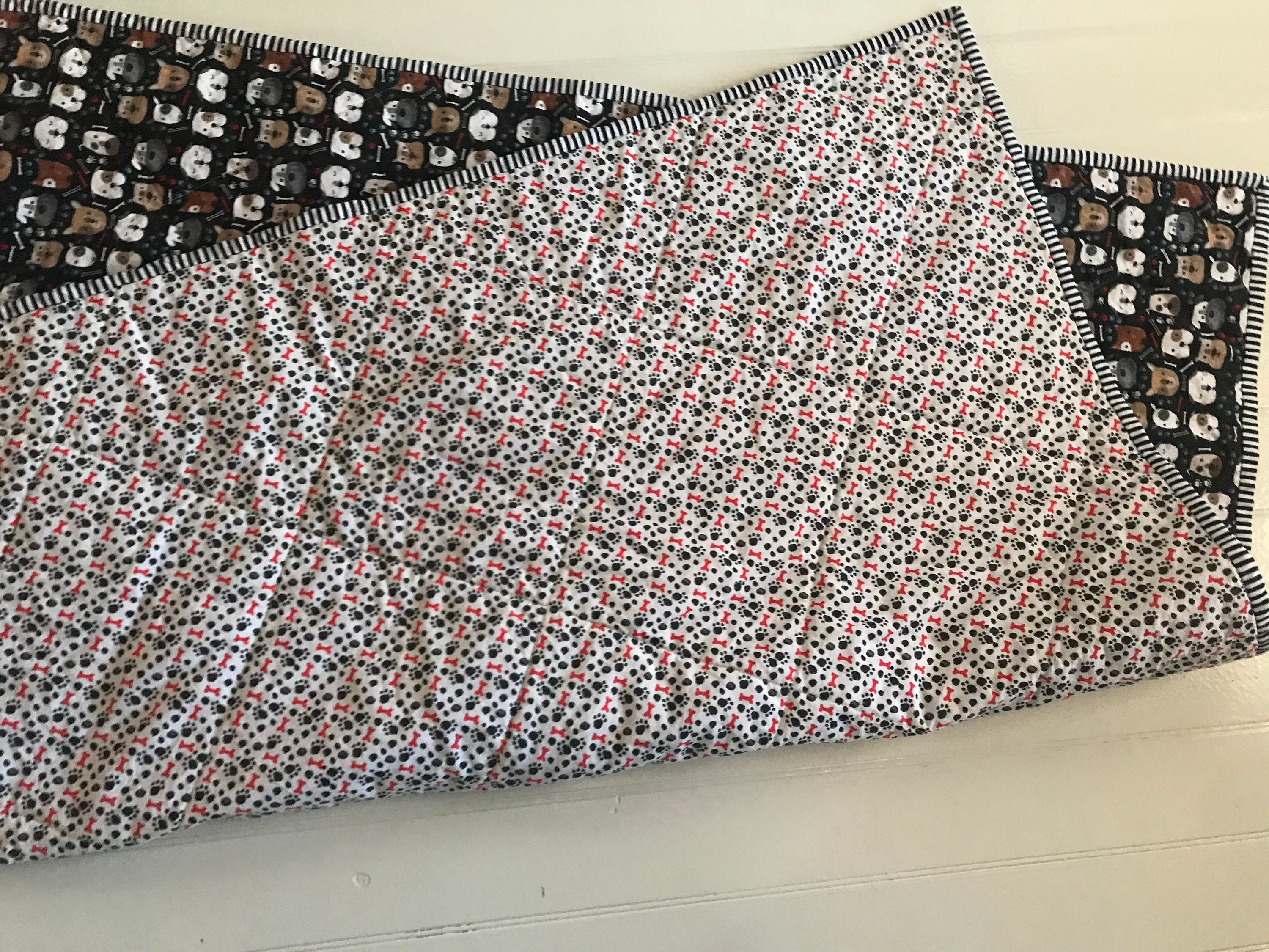 Dog Baby Quilt Finished Quilt Modern Baby Quilt Whole cloth | Etsy
