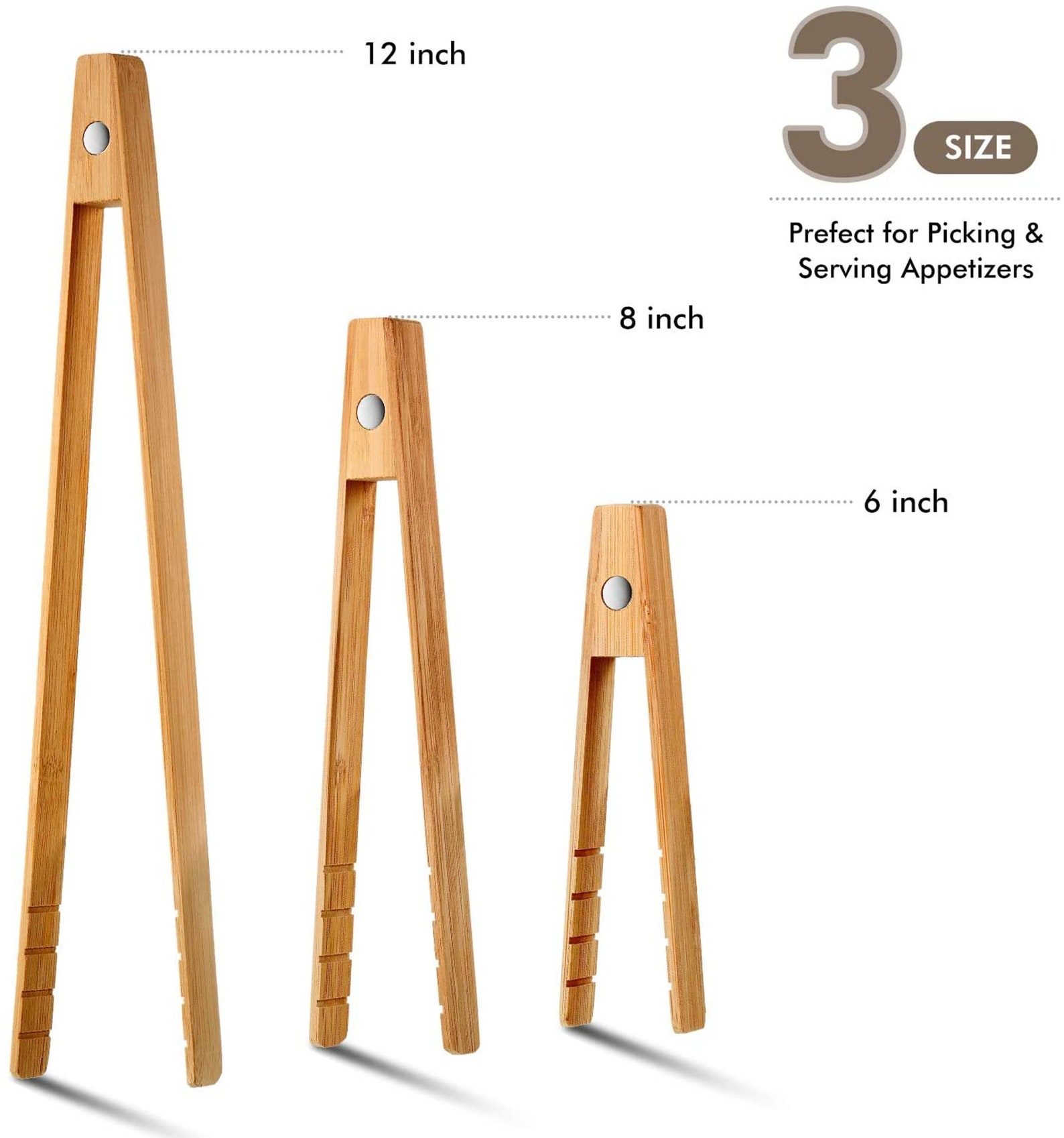 3 Sizes Toaster Tongs with Wooden Bamboo Etsy