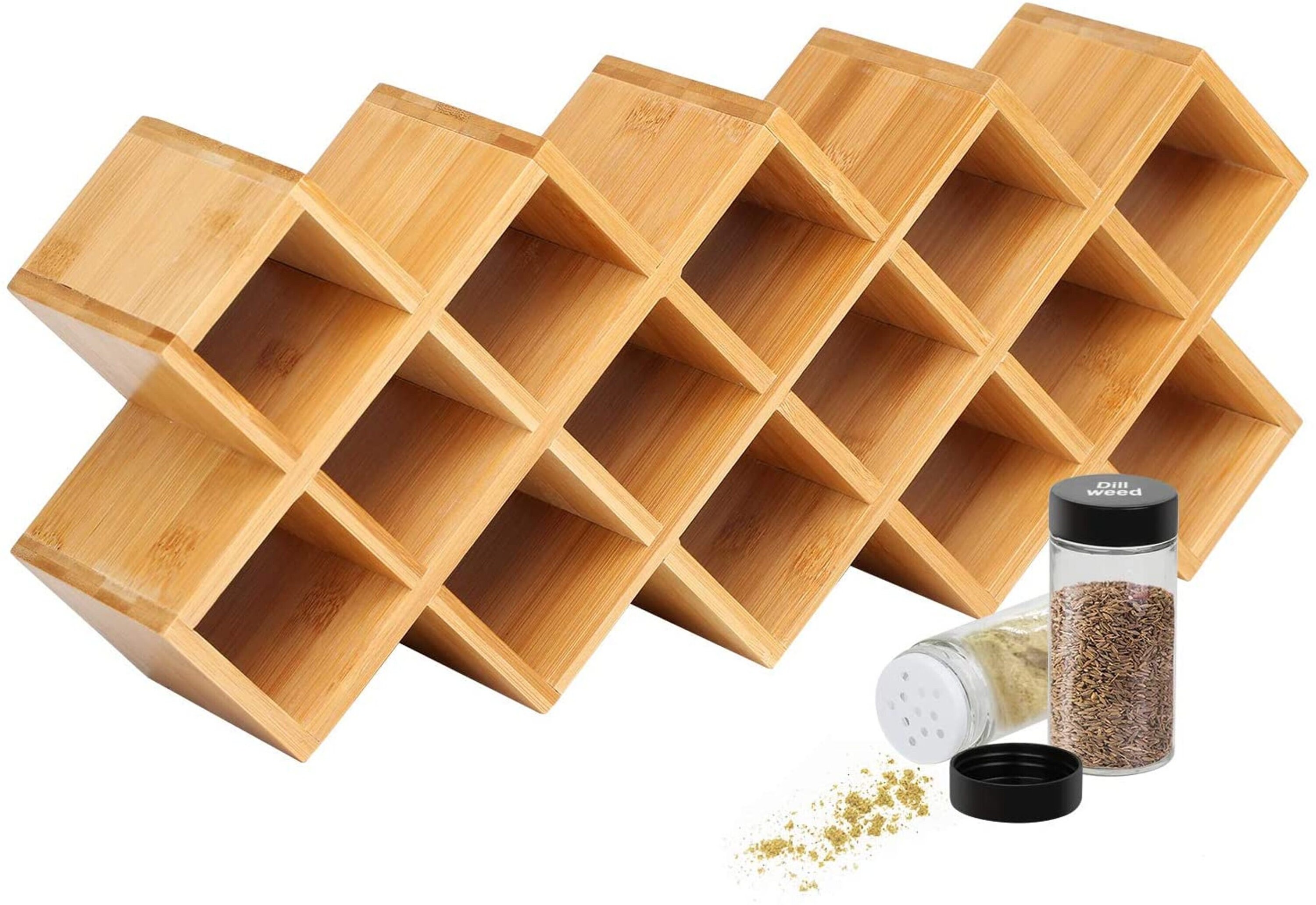 Bamboo Spice Rack Organizer Organizador de encimera de 4 Etsy