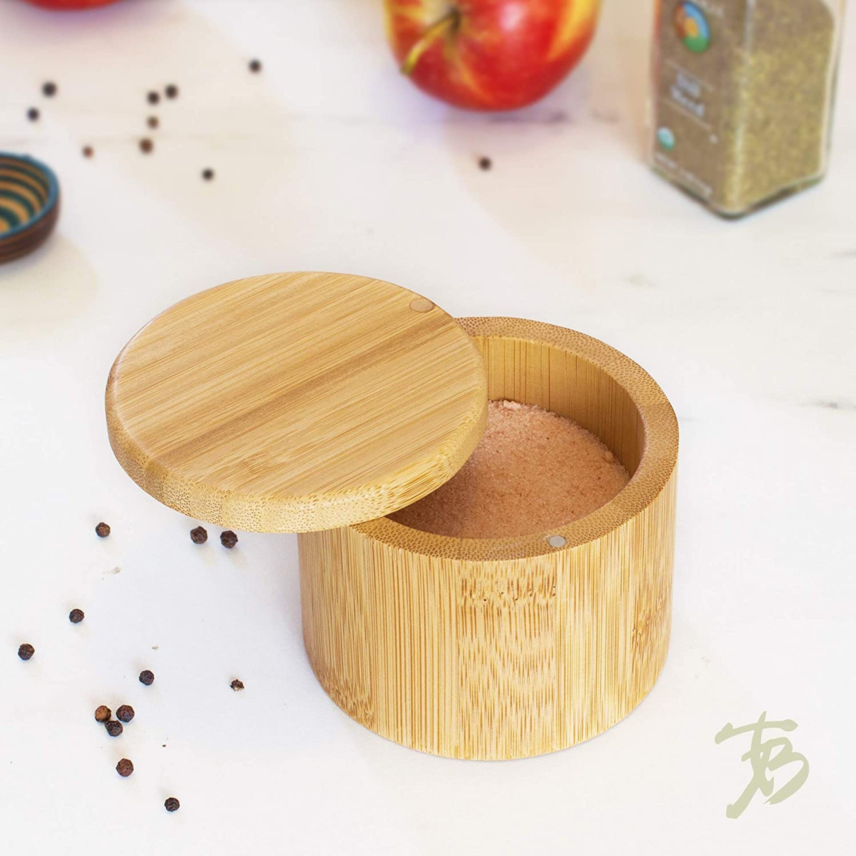 Bamboo Salt Cellar with Mini Spoon Salt and Pepper Container Etsy