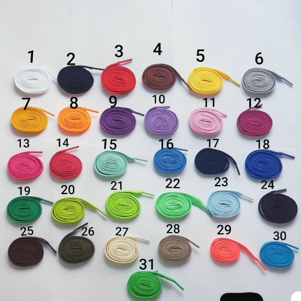 Flat 10mm Coloured Shoe Laces 29 Colours Shoelaces Football Boots Trainer Shoes