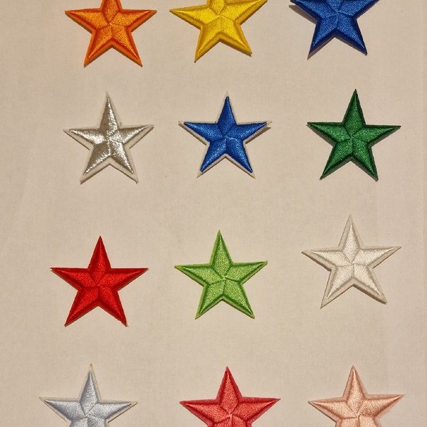 Multi color Stars Fer brodé sur Coudre sur patch / Applique Badge 3 x 3cm