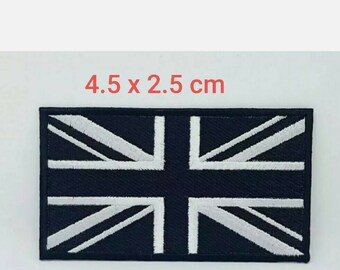Black Union Jack UK Flag Iron-On / Sew-On Patch - Embroidered British Applique Badge