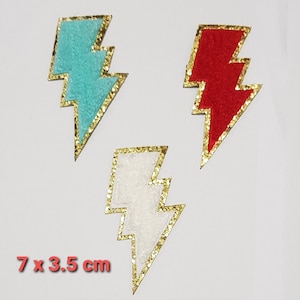 Chenille Embroidered lightning Applique Patch design for T-Shirt or Coat or jeans iron on Patches