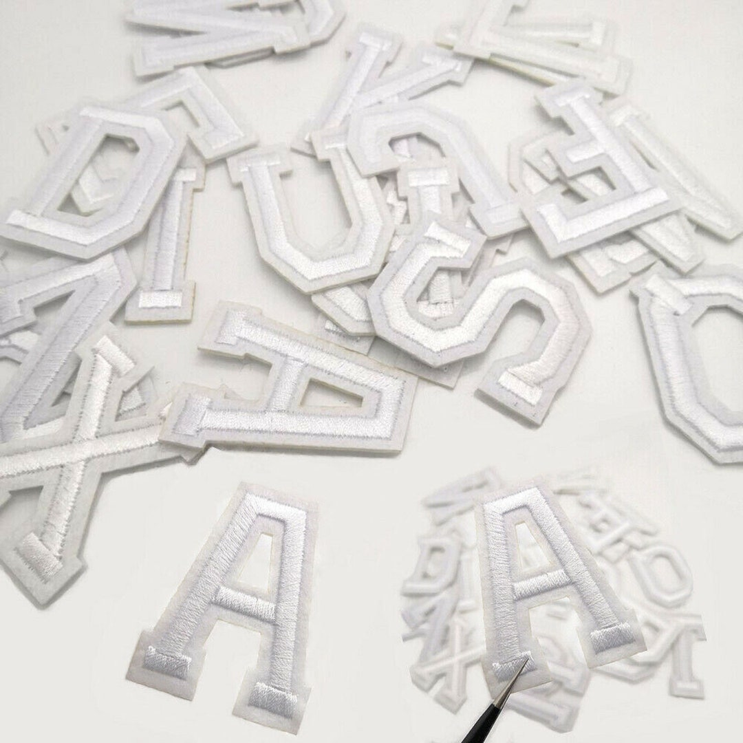 White Letter Patch Patches Sew on / Iron on Alphabet Embroidered ...