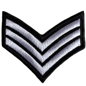 Sergeant Stripes -Iron On/ Sew On Embroidered Patch Badge