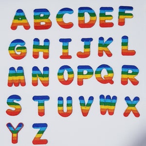 Rainbow Letter Patch Patches Iron on / Sew on Retro Alphabet Pride Clothes