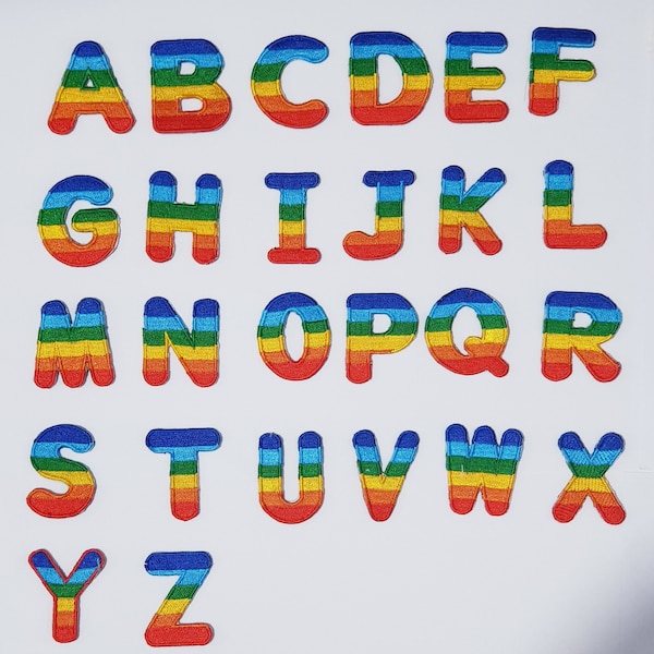 Regenbogen-Buchstabe Patch Patches Eisen auf / Nähen auf Retro Alphabet stolz Kleidung