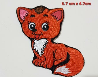 Fox Iron On Patch / Sew On Embroidered Animal Badge Cute Cat Embroidery Applique