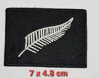New Zealand Silver Fern Flag Patch Embroidered Iron / Sew On Bag T Shirt Badge