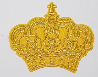 Patch de couronne en or en fer brodé / coudre sur king Queen Fancy Dress Costume Badge