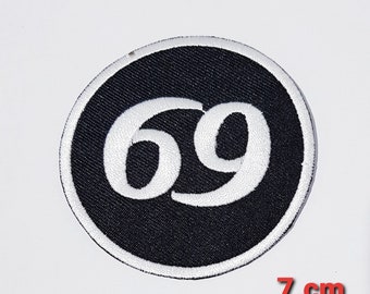 Embroidered 69 ROUND  Sew or Iron on Patch Biker Patch