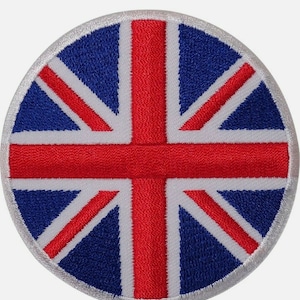 Round UK Flag Embroidered Iron / Sew On Patch Union Jack British T Shirt Badge