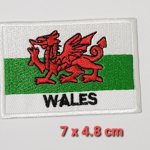 Wales Flag Embroidered Iron / Sew On Patch Welsh Dragon Rugby UK Shirt Bag Badge