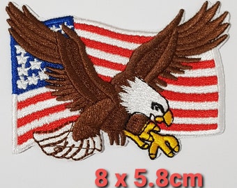 USA Flag Bird Cherry Embroidered Iron Sew On Patch United States America Badge 