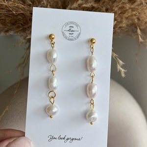 Gold diamond earrings. Gift for her. Pearl earrings. Gold drop earrings. Wedding earrings. Gold pearl jewelry. Bow earrings. Bridal earrings