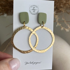 Polymer clay earrings. Statement earrings. Hoop earrings. Abstract earrings. Spring clay earrings. Unique polymer clay earrings. Gold hoops