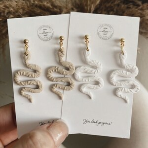 Polymer clay earrings. Unique earrings. Gift for her. Trendy earrings. Gold earrings. Serpent earrings. Snake earrings. Eras tour earrings.