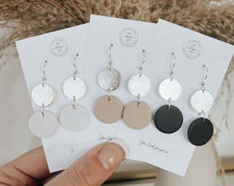 Resin earrings. Polymer Clay Earrings, minimalist Earrings, Clay Dangles, every day Earrings, Boho Clay Earrings, silver Earrings, gold