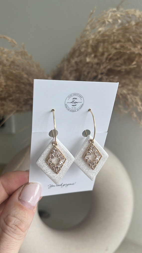 Boucles D'oreilles Créoles Larges Multicolores - Argile Polymère Sur Acier Inox, Neuf Avec étiquettes