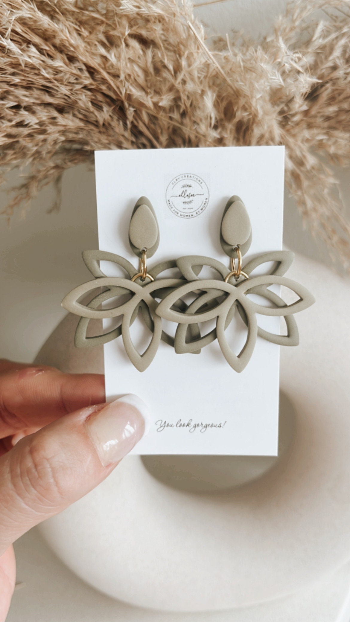 Abstract earrings. Polymer clay earrings. Resin earrings. Neutral earrings. Quibble earrings. Doodle earrings. Gift for her. White earrings