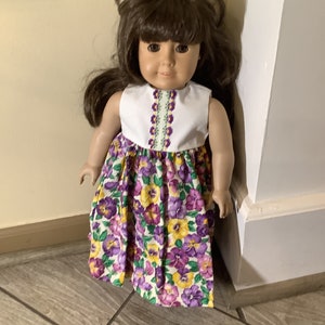 18 inch Doll Dress, flower dress, includes 2 hair bows, Doll Clothes, 18” Doll Clothes, 18” Doll Dress, 18 inch Doll Clothes