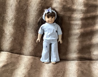 18 Inch Doll Outfit: Heather Grey Shirt, Pants & Headband