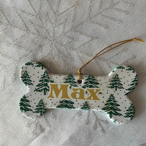 Dog Bone Ornament,Custom Dog Ornament, Porcelain Dog Bone, Personalized Christmas Ornament,pet gift,Dog Lover,Gift for Dog,Dog Adoption