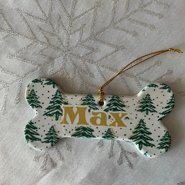 Dog Bone Ornament,Custom Dog Ornament, Porcelain Dog Bone, Personalized Christmas Ornament,pet gift,Dog Lover,Gift for Dog,Dog Adoption