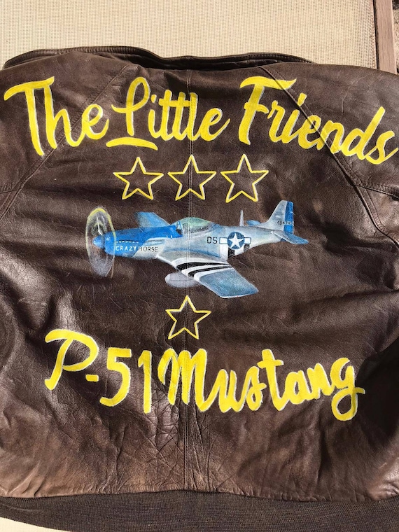 Hand Painted Men's WW2 Inspired Nose Art Flight Jacket With Little