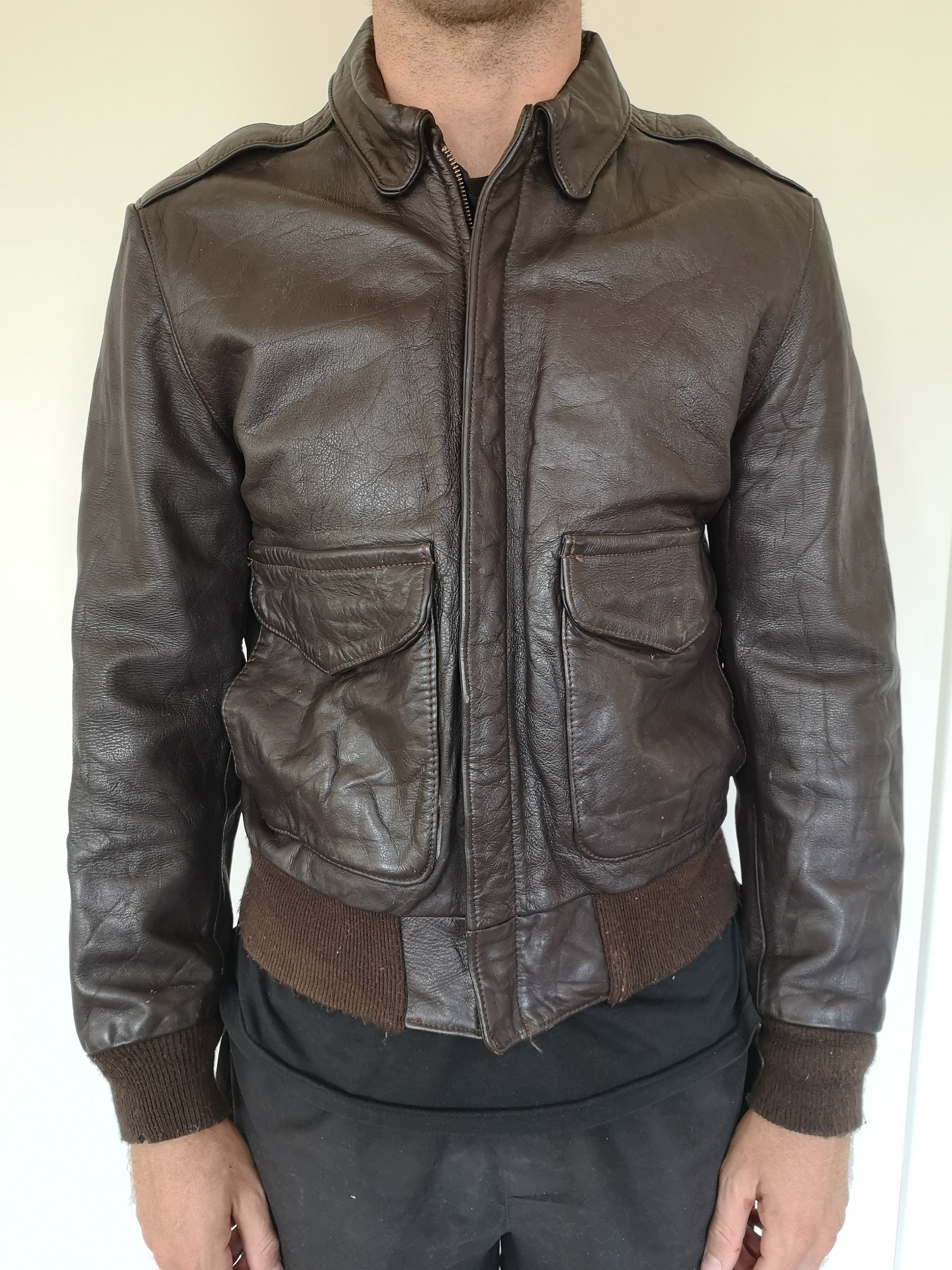 Hand Painted Men's WW2 Inspired Nose Art Flight Jacket With Chapel