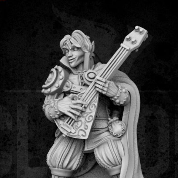 Half-Elf Bard *by Claudio Casini | 12K Hi-Res Resin Tabletop Miniature for DnD, P2e, RPG, Wargame | Choose Your Scale!
