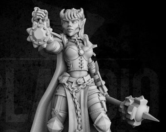 Tiefling Cleric *by Claudio Casini | 12K Hi-Res Resin Tabletop Miniature for DnD, P2e, RPG, Wargame | Choose Your Scale!