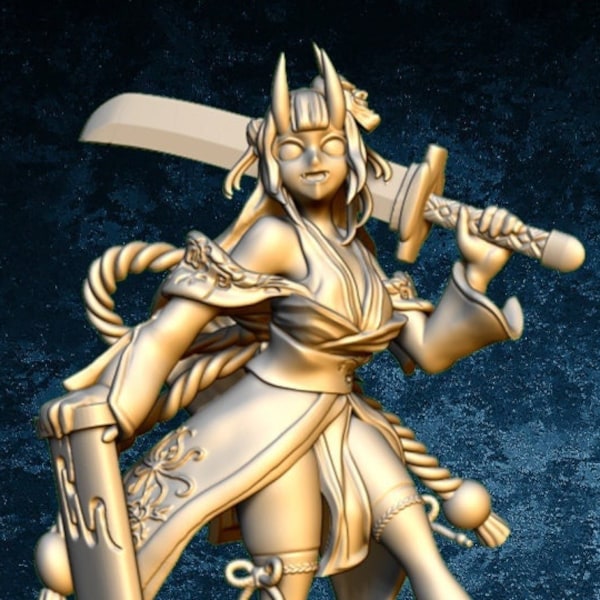 Oni Princess *by Village's Hope | 12K Hi-Res Resin Tabletop Miniature for DnD, P2e, RPG, Wargame | Choose Your Scale!