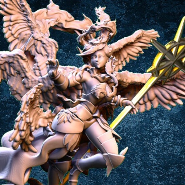 Six-Winged Angel of Flames *by Village's Hope | 12K Hi-Res Resin Tabletop Miniature for DnD, P2e, RPG, Wargame | Choose Your Scale!