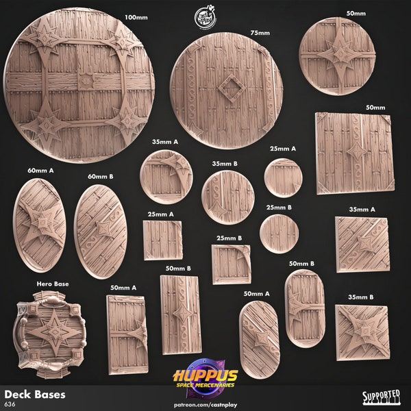 Ship's Deck Bases *by Cast 'n Play | Hi-Res Resin Tabletop Miniature for DnD, P2e, RPG, Wargame |