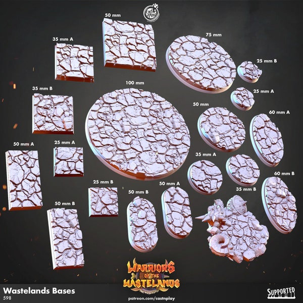 Rocky Wasteland Bases *by Cast 'n Play | Hi-Res Resin Tabletop Miniature for DnD, P2e, RPG, Wargame |