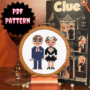 Mr. Green and Yvette - CLUE - 3&quot; PDF Cross Stitch Pattern