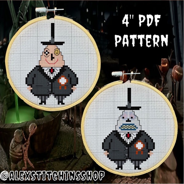 Happy AND Sad Mayor of Halloween Town - The Nightmare Before Christmas - 4" PDF Cross Stitch Pattern - 2 Patterns Included