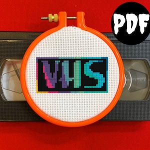 VHS - 4" PDF Cross Stitch Pattern and Bonus Alternate Color Pattern!