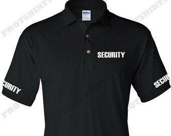 'SECURITY' Embroidered & Printed Doorman Bouncer Classic Work Polo Shirt Black
