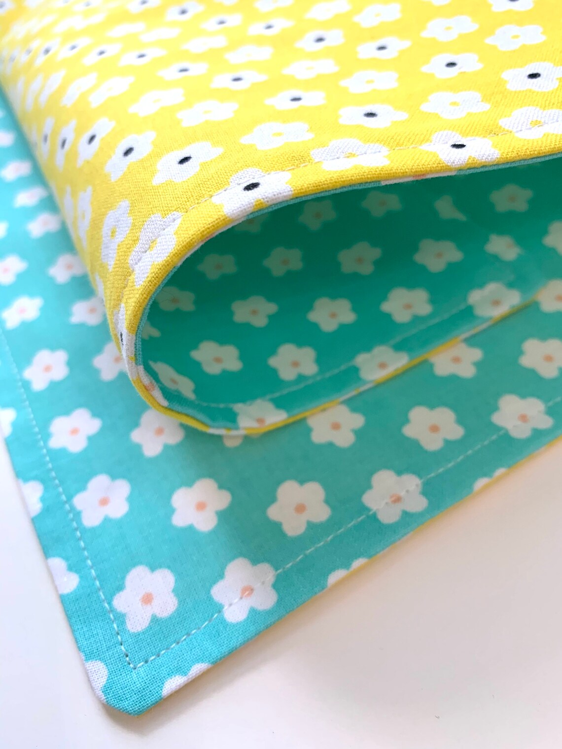 Blue and Yellow Daisy Placemats. Reversible handmade 100 Etsy
