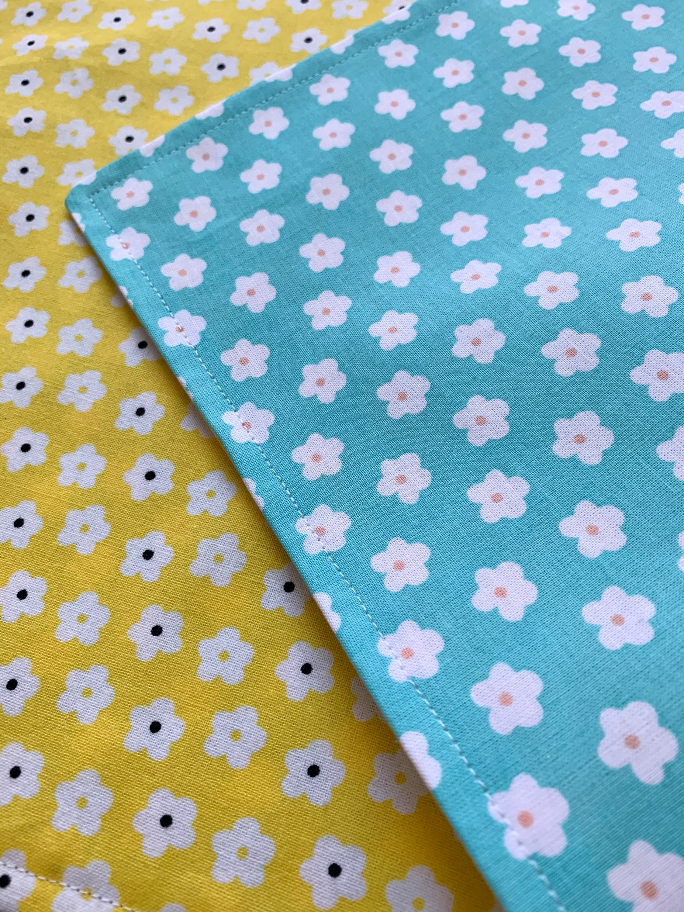 Blue and Yellow Daisy Placemats. Reversible handmade 100 Etsy