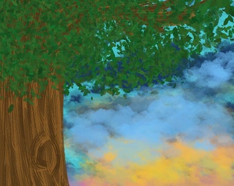 iPhone Wallpaper INSTANT DOWNLOAD "Zonsondergang over de heuvel"
