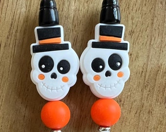 Skeleton Pen, Beaded Ballpoint Pen, Silicone Beaded Pen, Bead Pen, Silicone Beads, Cute Pen, Teachers Gift, Halloween Pen, Journaling Pens
