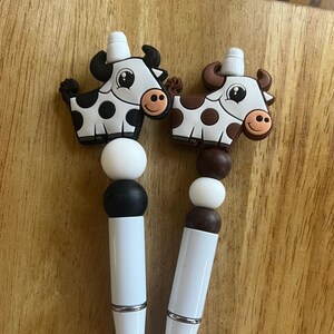 Cow Pen, Beaded Ballpoint Pen, Silicone Beaded Pen, Bead Pen, Silicone Beads, Cute Pen, Teachers Gift, Handmade Gift, Journaling Pens
