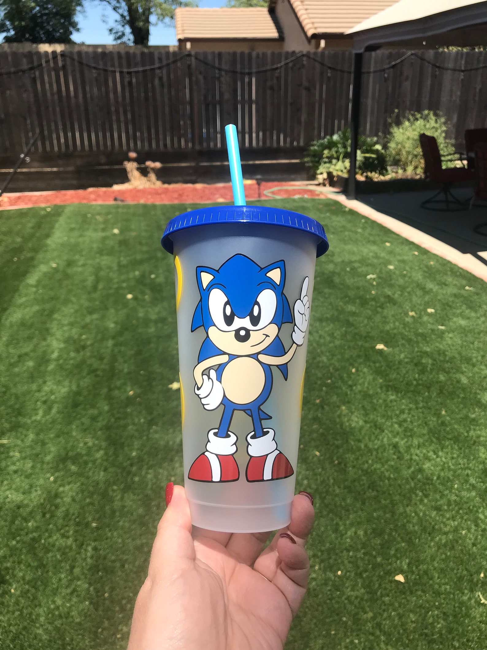 Custom Sonic Cup Reusable Cup with Lid and Straw Reusable Etsy